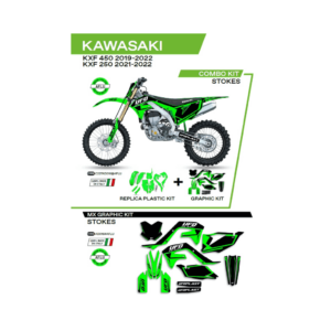 Sada Plastov a Polepov UFO Kawasaki KXF 250/450 C227AD016AFLU Stokes Fluo Zelená