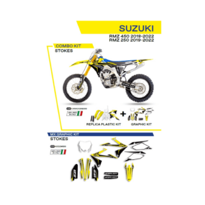 Sada Plastov a Polepov UFO Suzuki  RMZ 250/450 Stokes Žltá/Biela/Čierna C418AD026999